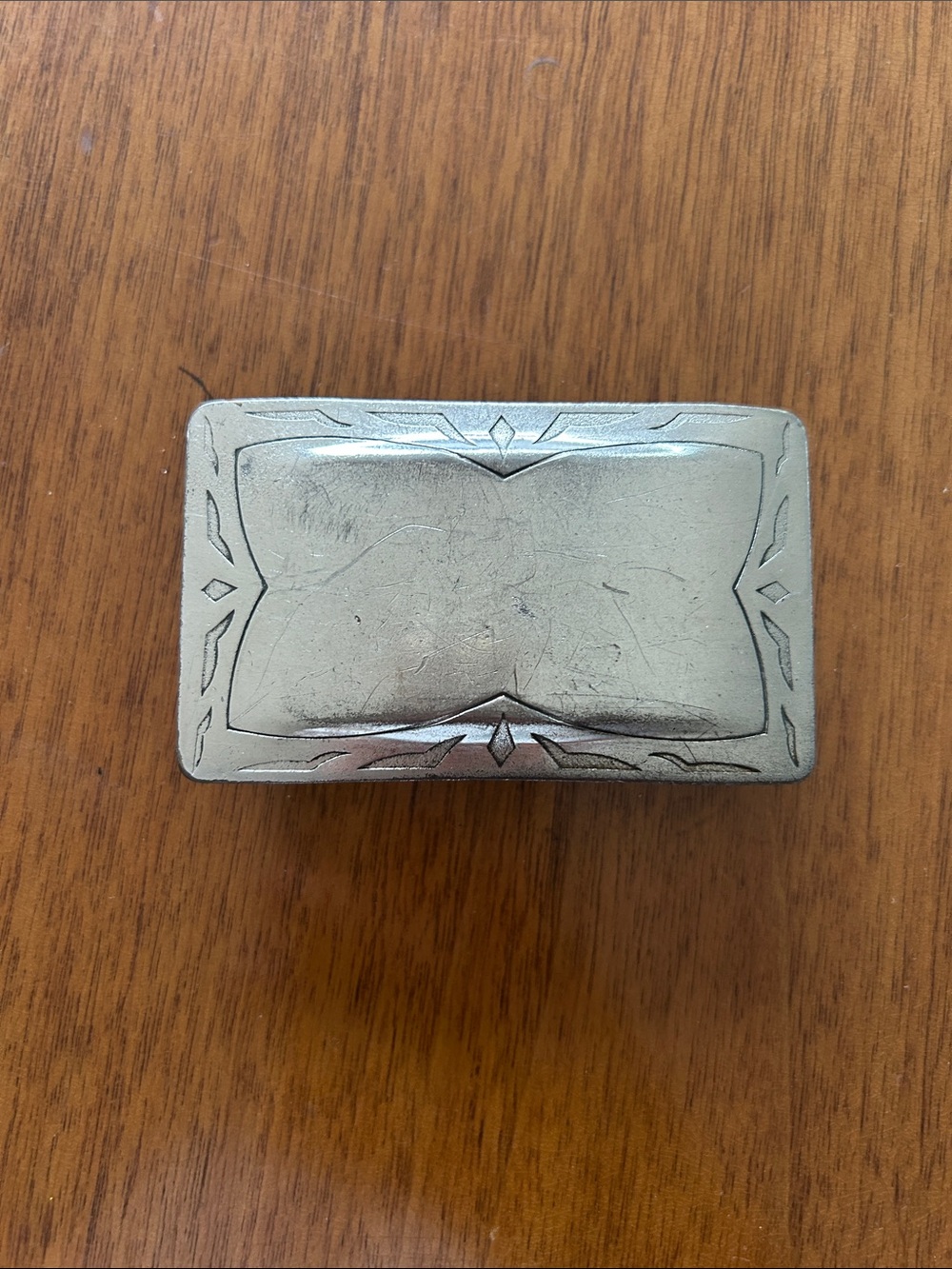 Classic Engraved Metal Belt Buckle - Silver
